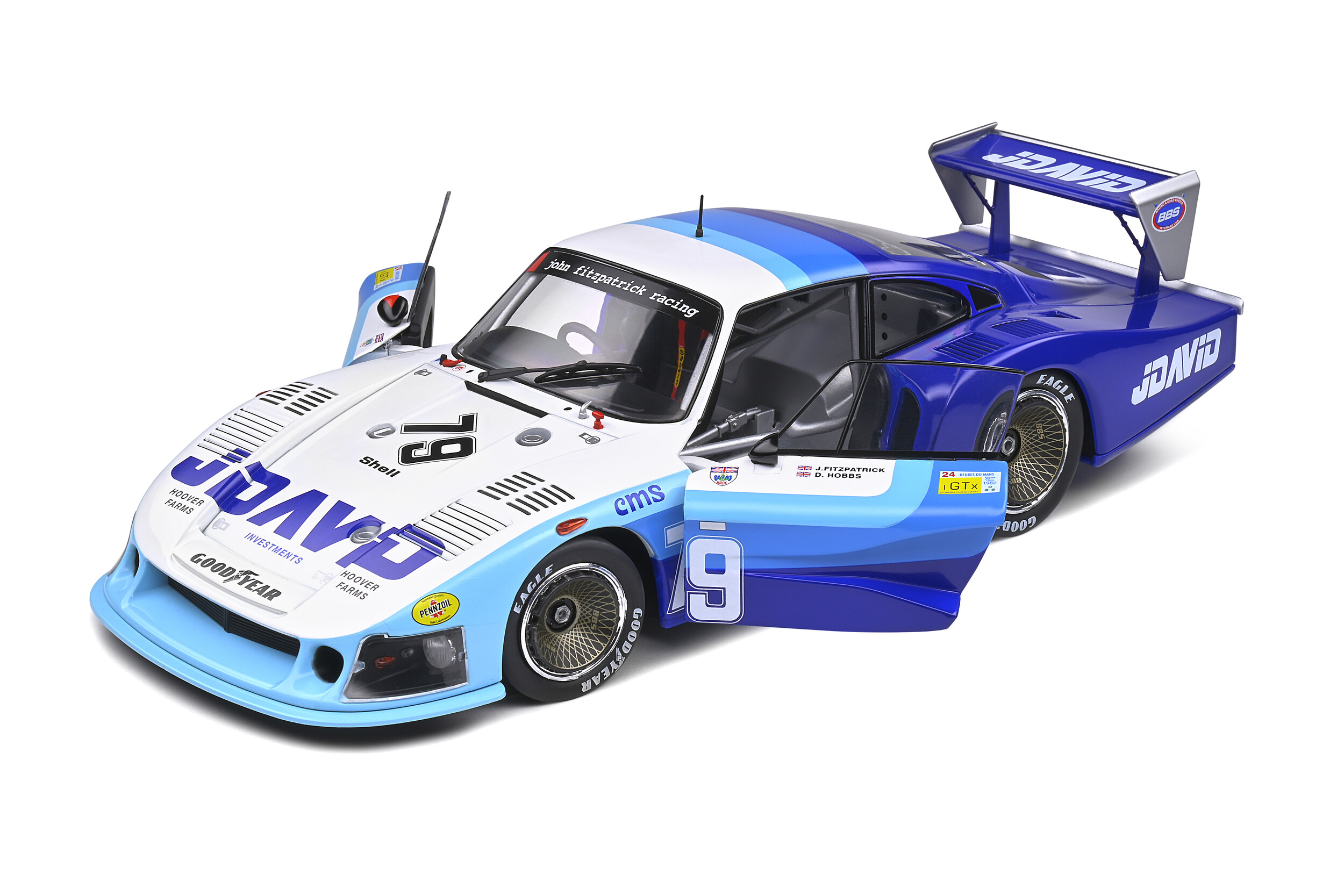 Solido S1805402 1:18 1979 Porsche 935 'Mobydick' -Le Mans #79 Collectible Miniature car, Multi, White/Blue