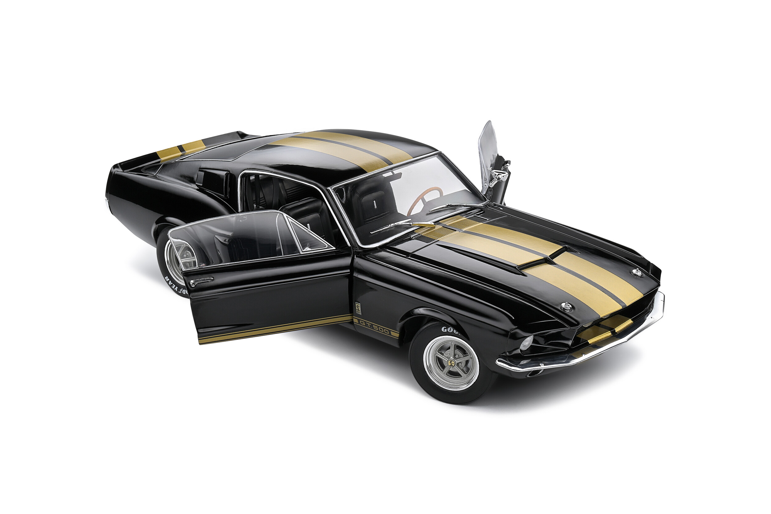 1:18 1967 Shelby GT500 Black with Gold Stripes by Solido - Town and Country  Toys