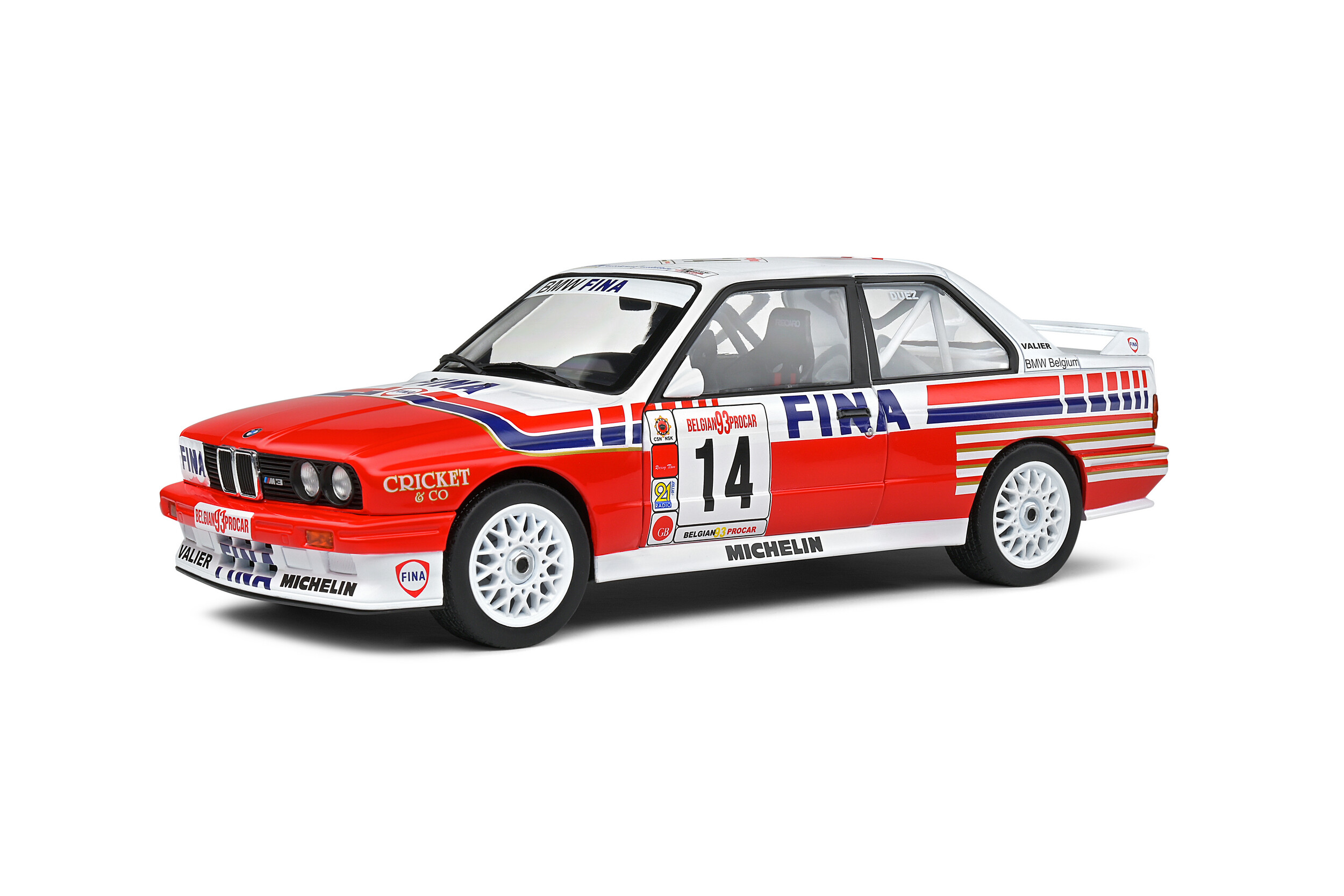 Solido 1:18 BMW E30 M3 Belgium Procar 1993 #14 Duez Diecast